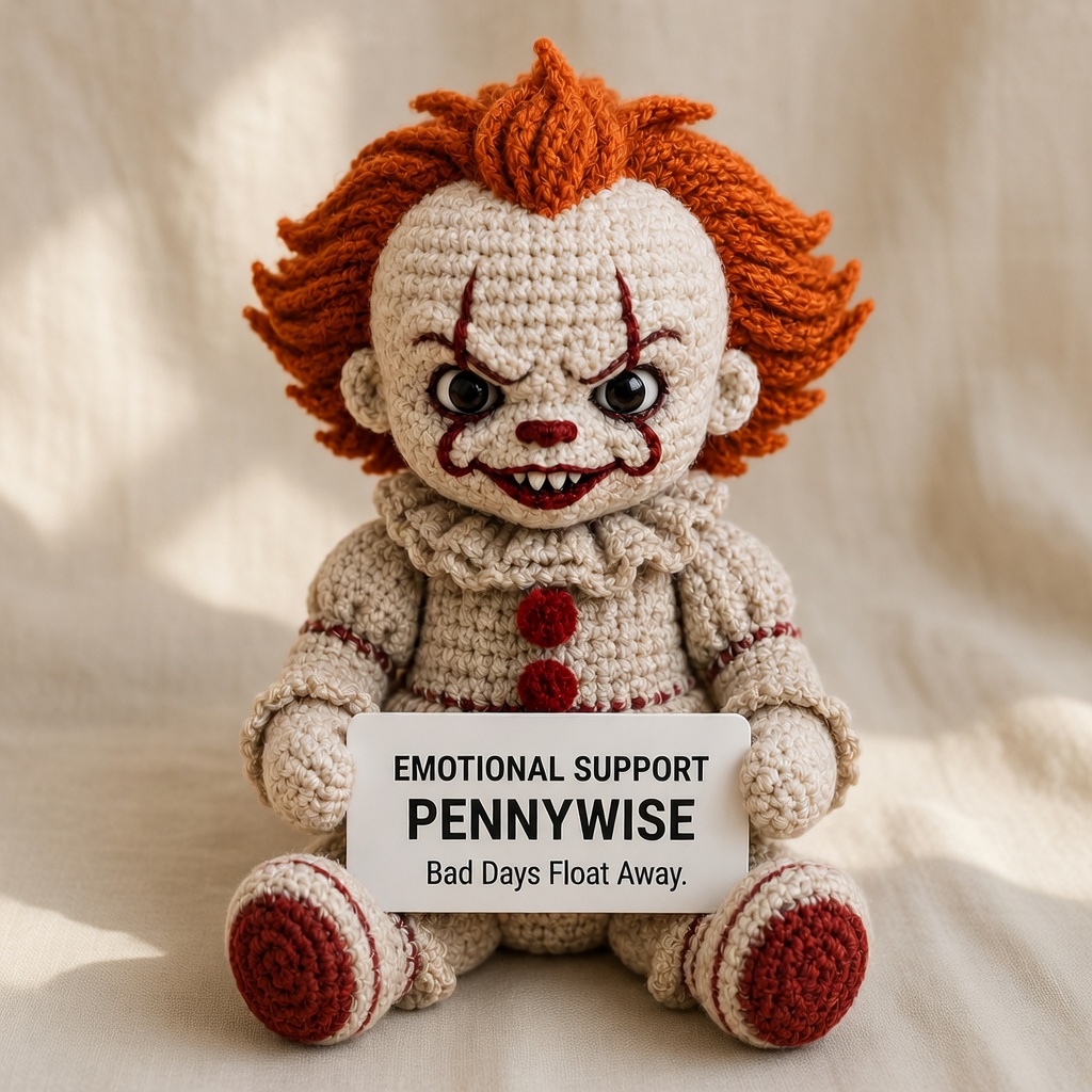 Pennywise Crochet Doll, Handmade Halloween, Gift for Horror Fans