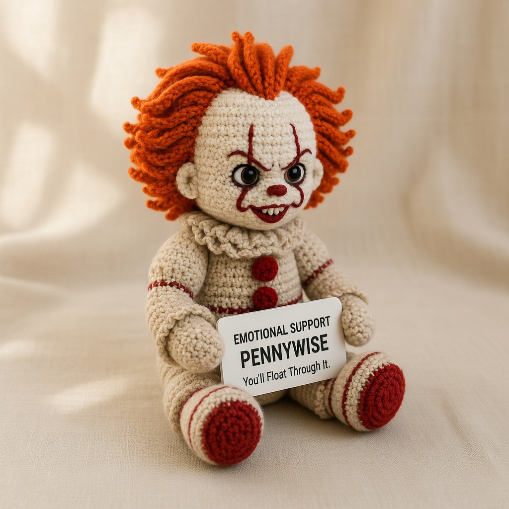 Pennywise Crochet Doll, Handmade Halloween, Gift for Horror Fans - Image 4